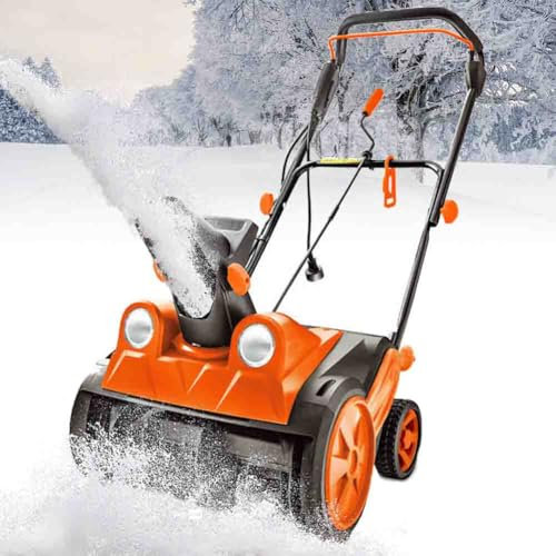 Spazzaneve Elettrico, Spazzaneve Elettrico a Spinta da 2200W, Lunghezza Linea 30M, Larghezza di Pulizia 46Cm, Pala da Neve Elettrica da 3000 Giri/min con Fari a LED, Pala da Neve