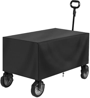 Heavy Duty Waterproof Folding Wagon Cover, Garden Trolley for Festival Cover, Oxford Cloth Folding Garden Trolley Rain Protector, Wagon Waterproof Protector for Outdoor Use, 97x61x56cm (Black)