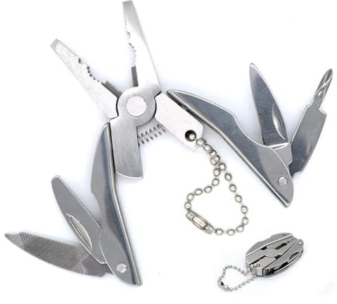 YUZNA Kleines Multi-Tool mit 5 praktischen Werkzeugen Allzweckwerkzeug für Outdoor- und Camping-Bereich (Edelstahl)