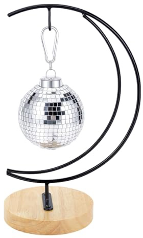 PH PandaHall Ornament Display Stand Hanging Plant Stand | Decorative Moon Rack Floating Plant Holder Iron Display Rack with Wood Base for Air Plants Wedding 4.5x6.7x10.8 Inch