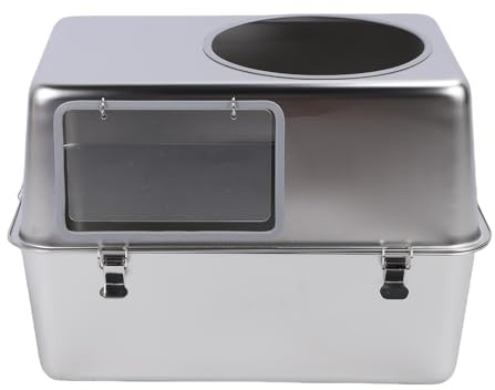 Jectse Top Entrance Stainless Steel Covered Cat Toilet Smell Block the Cats Toilet for Several Pet Care