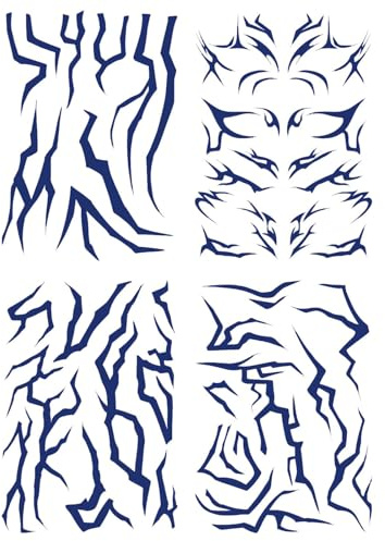 Temporäre K pop Tattoo, Film Anime Cosplay Tattoos, Purple Fantasy Markierungen, Wasserfest Aufkleber Requisiten Zubehör, Langanhaltend, Halloween Tattoo Gesicht, 4pcs
