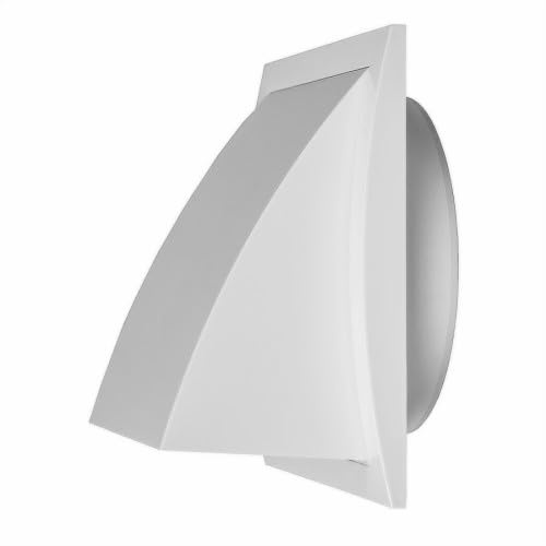 Cowled Duct Cover 150mm/6 with Gravity Flap, ABS Ventilation Grille, External Air Vent with Rain Protection, for Bathroom Extractor Fan, Tumble Dryer, Cooker Hood (White)