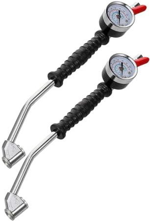 ibasenice 2 Stück Teiliges Reifenfüllventil mit Manometer Ausziehbarem Winkelkopf und Robustem Schnellkupplungs schlauch Luftdichtes Kompressor zubehör für Auto Lkw Fahrrad und Wohnmobil