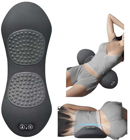 3 IN 1 Rücken Massage Gerät Rückenmassagegerät mit Vibration, Wärme & Traction – Optimaler Lendenwirbelstütz für natürliche Wirbelsäulenform (Schwarz)