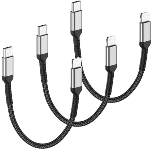 ADILIFT USBC to Lightning Cable Short 3 Pack, 30CM PD Fast Charging Cord | MFi Certified Type C to Lightning Cable for iPhone 14 13 12 11 Pro Max X XS 8 7 6 Plus