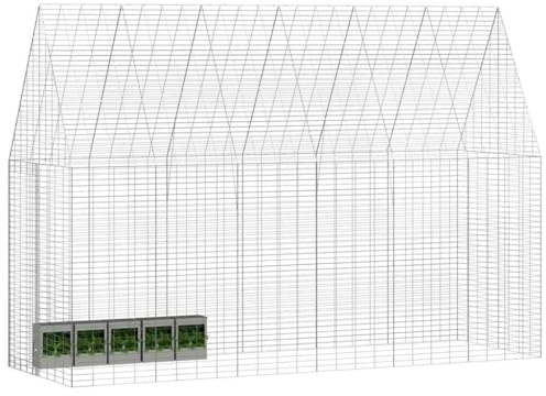 vidaXL Hasenkäfig Silber 300 x 100 x 210 cm Verzinkter Stahl, Garten und Terrasse, Robustes modernes Tierhaus, Wetterfester geschützter Bereich für Deine Lieblinge