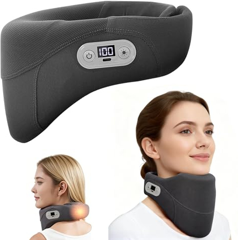 Electric Neck Stretcher for Pain Relief, Wireless Cervical Traction Device | 45°C Heating Neck Traction Support with Electric Air Pump, Portable Cervical Support Brace for Home, Office and Travel Use
