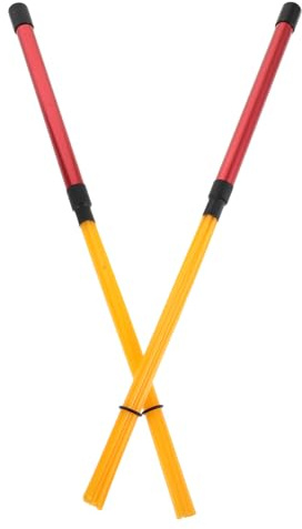 Yardwe Baguettes de Batterie Jazz en Alliage D'aluminium Embouts en Nylon, 1 Paire Rouge/jaune, Balais de Percussion Légers et Flexibles pour Cajon et Tambour, Accessoires pour Batteurs