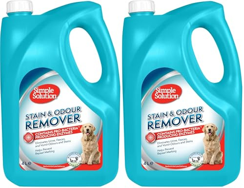 Simple Solution Dog Stain and Odour Remover, Enzymatic Cleaner with Pro-Bacteria Cleaning Power - 4 Litre (Pack of 2)