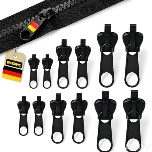 WATMVIC Reißverschlus Zipper,12 Stück Reisverschlus Reparatur Set,Abnehmbare Reißverschlus Zipper Pull Fixer Reißverschluss Reparatur Set für Universal Reißverschluss,Kleidung,Bettzug, Gepäck.