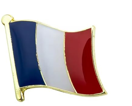 Pin's Drapeau National Français, Broche Tricolore Bleu Blanc Rouge, Badge Métal Doré de la France, 19 x 16 mm