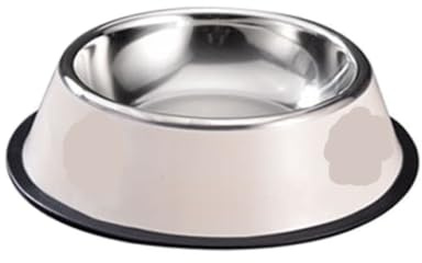Stainless Steel Pet Bowl, Non-Slip Rubber Base Food Dish | Cat dog food and water dish, 16cm 18cm 20cm 22cm, stackable, dishwasher safe(WHITE,I)