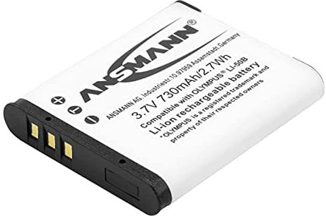 ANSMANN Batterie Photo A-OLY LI 50B (1 PCE) – Batterie de Rechange pour Appareil Photo numérique – Batterie Li-Po 3,7V 730 mAh Compatible avec Les appareils Olympus