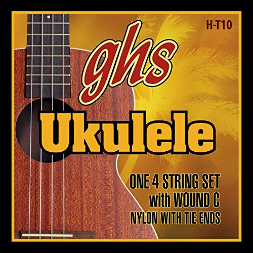 GHS Ukelele Nylon Tie-Ends – H-T10 – Juego de cuerdas para ukelele – Tenor negro Nylon