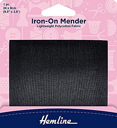 Polycotton Mender Iron On, 9x24cm - Black