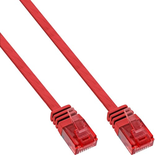 InLine 71601R Patchkabel flach, U/UTP, Cat.6, rot, 1m
