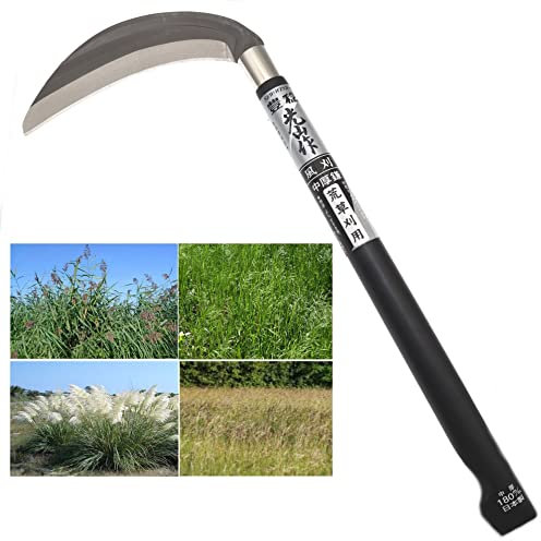 Hoz Manual Gruesa Hoja de Acero Japonés Chromax Cortar Recortar Hierba Dura Desherbar Herramienta de Jardinería Made in Japan