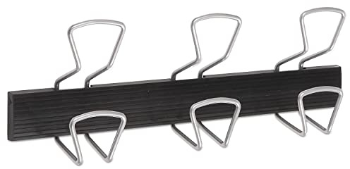 Alba - Patère Murale - PMPRO3M - Métal et Plastique - 3 Double Crochet Fil - Porte Manteau - Fixation Vis et Chevilles Fournies - Supporte 5kg - Design unique - Noir et Gris