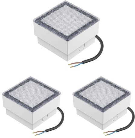 ledscom.de 3 Stück LED Pflasterstein Bodeneinbauleuchte CUS für außen, IP67, eckig, 10 x 10cm, warmweiß