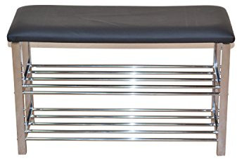 Sitzbank/Schuhregal chrom/schwarz