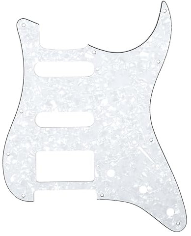Musiclily HSS 11 Löcher Strat Schlagbrett Pickguard für Fender American/Mexican Standard Stratocaster Modern Style E-Gitarre,4 lagig White Pearl