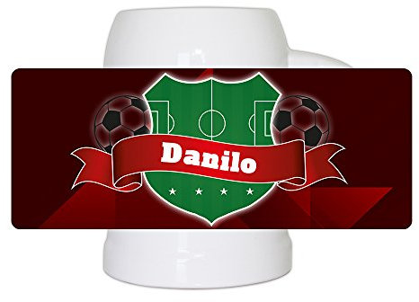 Fußball-Bierkrug mit Namen Danilo und schönem Fußball-Wappen - Fan-Bierkrug personalisiert - Deutschland-Krug - Bierhumpen