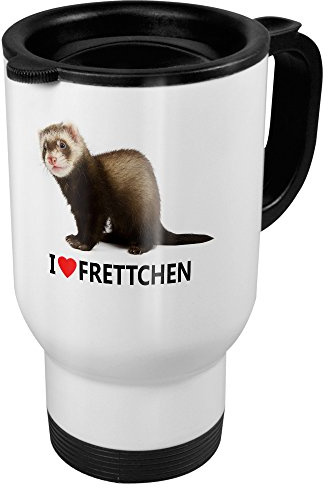 Thermobecher mit Frettchen - Coffee To Go Becher, Thermo-Tasse, Farbe Weiß