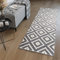 LÄUFER BRÜCKE Flur Teppich - Muster KARO MODERN IN GRAU WEIß 70 x 250 cm