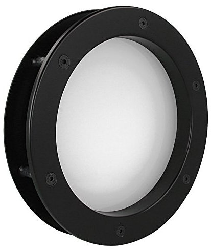 Bullaugen Fenster aus Edelstahl oder Aluminium in Silber/Schwarz mit klarer oder matter Glasscheibe (Modell: B4000 Aluminium Schwarz, ⌀ 35cm - Glas Matt)