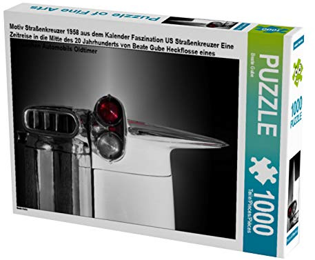 CALVENDO Puzzle Motiv Straßenkreuzer 1958 aus dem Kalender Faszination US Straßenkreuzer Eine Zeitreise in die Mitte des 20 Jahrhunderts von Beate Gube Heckflosse eines klassischen Automobils Oldtimer 1000 Teile Lege-Größe 48 x 64 cm Foto-Puzzle Bild von Beate Gube