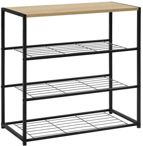 WOLTU Banc à Chaussures Étagère à Chaussures pour l’entrée e Couloir, Meuble de Rangement 3 Niveaux pour Environ 9 Paires de Chaussures, MDF et Métal