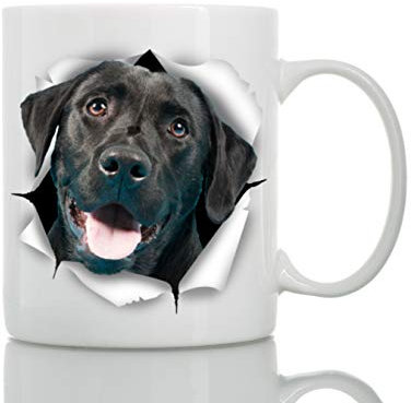 Cute Black Labrador Dog Mug - Ceramic Funny Coffee Mug - Perfect Dog Lover Gift - Cute Novelty Coffee Mug Present - Great Birthday or Christmas Surprise for Friend or Coworker, Men and Women (15oz)