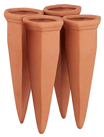 Relaxdays 12x Irrigatori in Argilla per Vasi, Set Innaffiatori per Piante, per Bottiglie di Vino e Pet, Terracotta