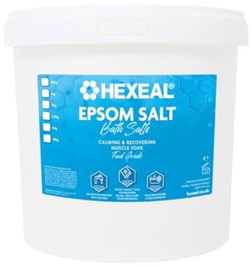 Hexeal Epsom Salt 2.5kg – 2.5kg Bucket of Food Grade Magnesium Sulphate for Bathing, Gardening & Household Use – Suitable for Personal Care, Soil Enrichment, and More