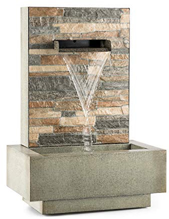 Blumfeldt Watergate - Fuente de Agua Decorativa, Bombea hasta 1000 l/h, Potencia 15 W, Protección IPX8, Uso Exteriores e Interiores, Aspecto Granito, Ladrillo Visto, Gris galvanizado