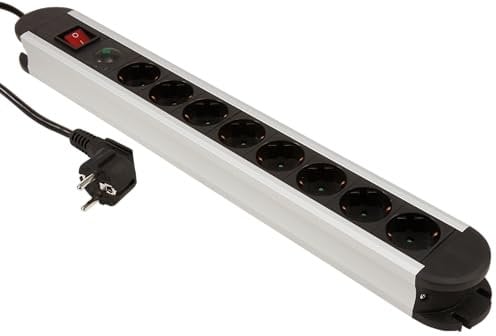 MC Power - Steckdosenleiste 8-Fach | SL-08 | Mehrfachsteckdose mit Stromspar Schalter Überspannungsschutz, 1,4m Zuleitung, stabiles Aluminiumgehäuse für Wohnzimmer, Büro, Werkstatt