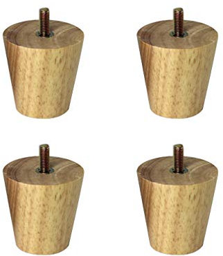 Zlovne Holzfarbe 4er Set Tischbeine aus Holz Möbelfüße,Eiche Sofafuss,Stuhlbeine,Verjüngt Bettfüße,Heimwerkerprojekte,mit M8/ M10-Schraube, (M10,10cm/3.94in)