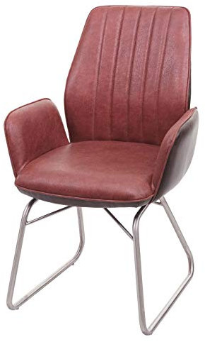 Mendler Esszimmerstuhl HWC-G73, Küchen/Schwingstuhl, Wippfunktion Stoff Kunstleder Edelstahl gebürstet - braun Wildlederoptik