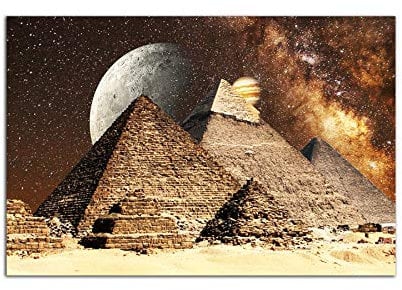Startonight Impression Sur Verre Acrylique Tableau - Pyramides sous la Lune - Moderne Image pour la Décoration de la Maison 60 x 90 cm