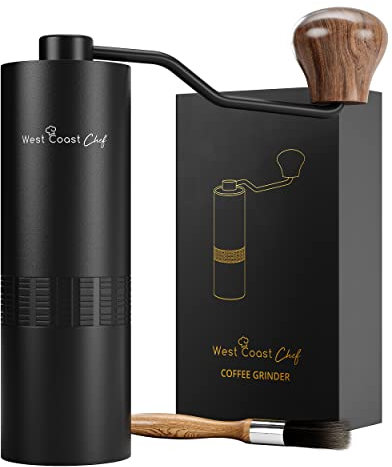 West Coast Chef Manuelle Grat Kaffeemühle - Konische Gratmühle, Kaffeebohnenmühle, manuelle Kaffeemühle, Handkaffeemühle, Kaffeemühle Manuell, Kaffeemühle Hand, Kaffeemühle Grat