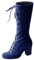 Yowablo Bottes Femme Hautes Boots Mode Casual Vintage Rétro Mi-Mollet À Lacets Épais Talons Chaussures (42,Bleu)