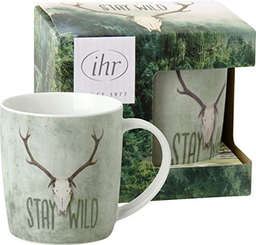 IHR - POM 882100 - Kaffeebecher, Herbst, Stay Wild, Porzellan, 8,5cm x 9cm, 300ml, mit Geschenkverpackung
