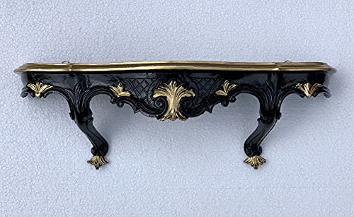 artissimo Console murale, noire, dorée, style baroque, antique, commode, étagère à miroir, l : 49 x P : 13 x H : 21 cm, console suspendue
