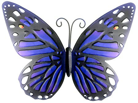Uposao Metall Schmetterling Wanddeko, 25x18.5 cm Eisen Gartendeko Tiere Figur Schmetterlinge Skulpturen Wohnkultur Gartenskulptur Statue Heimdekoration für Garten, Zaun, Terrasse, Wohnzimmer,Lila