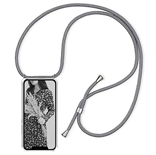 YuhooTech Handykette Hülle Kompatibel mit iPhone 13 Mini Handyhülle, Smartphone Necklace Hülle mit Band - Handyhülle mit Kordel Umhängenband - Schnur mit Case zum umhängen in Grau