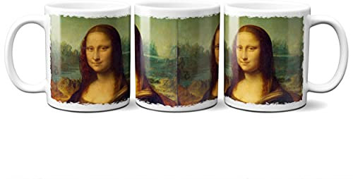 Planetacase - Taza Desayuno Leonardo da Vinci Mona Lisa Gioconda - Arte Famoso - Apta Microondas y Lavavajillas - Cerámica 330 mL - Resistente Lavados, Davinci-Monalisa, Cerámica