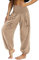 Nuofengkudu Damen Hippie High Waist Haremshose Leicht Pumphose Harem Hosen Locker Schlicht Baggy Boho Viskose Pluderhose Yoga Pants Sommerhose Freizeithose Pyjamahose Thaihose Homewear Aprikose L
