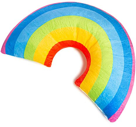 Ferocity Samt Kissen für das Kinderzimmer 40 cm Groß; Deko für Kinder Motiv Bunter Regenbogen [091]
