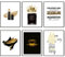 Gorgeous Black and Gold Fashion Art Prints Room Decor Glam Golden Lips Flower Lipstick Perfume Bottle Art Poster Designer Artwork Home Art Decor 8x10 Zoll (20.3x25.4cm) Ungerahmt